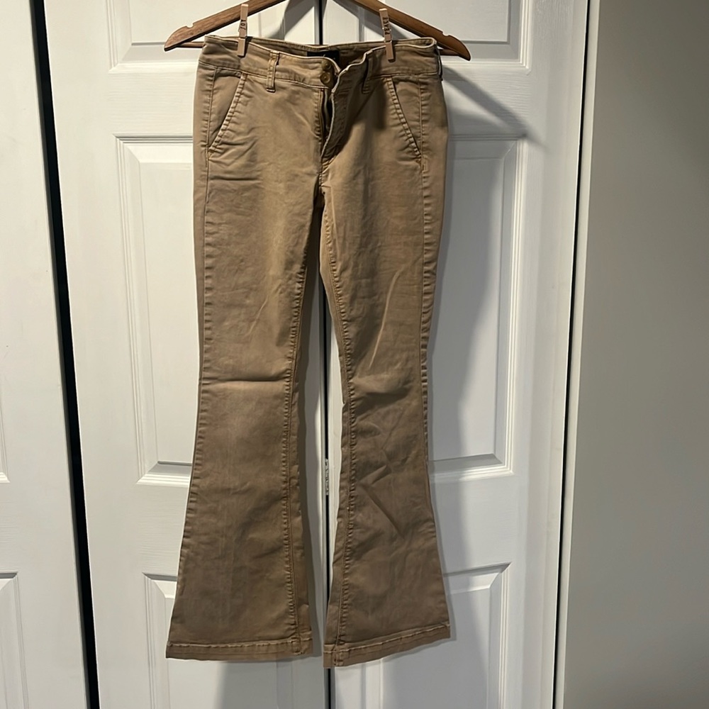 American Eagle Khaki Flare Pants Size 2 Regular